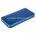 Кожаный чехол для iPhone 5 / 5S Melkco Premium Leather Case - Jacka Type, цвет Carbon Fiber Pattern - Blue