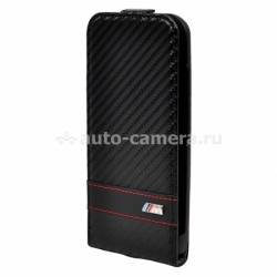 Кожаный чехол для iPhone 6 BMW M-Collection Flip Carbon, цвет Black (BMFLP6MCC)